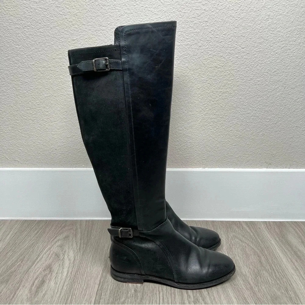 UGG Australia DANAE Black Tall Leather Riding Boots Women Size 6